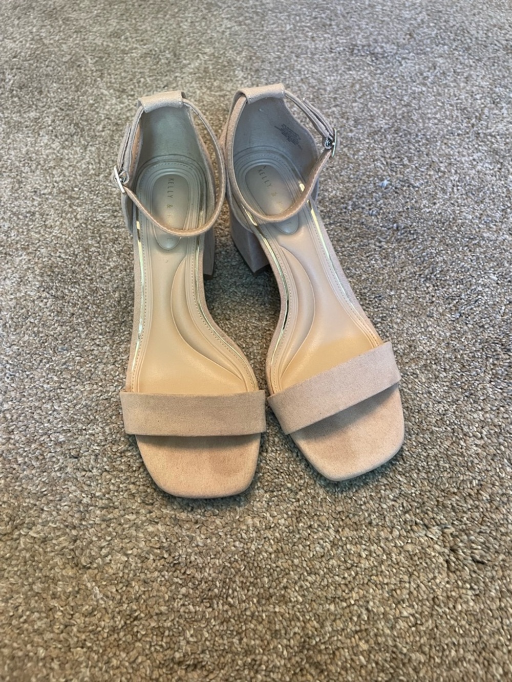 Kelly & Katie Block Heel Ankle Strap Sandals - Nude Size 8.5M